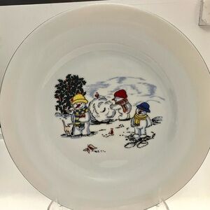 Snowmen Porcelain Dinner Plate 10.5 inches